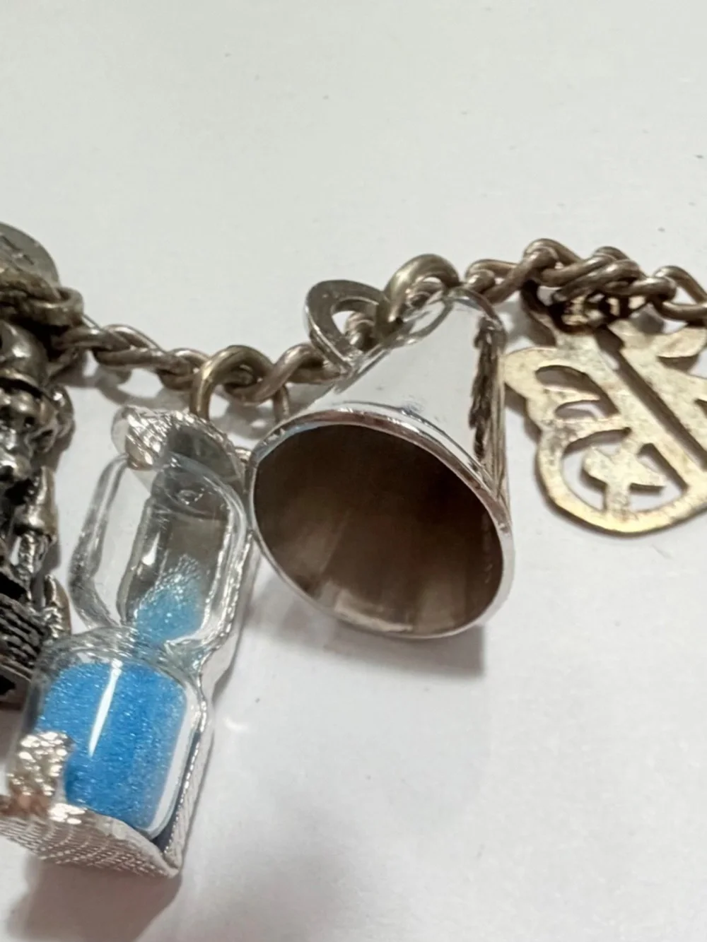 Vintage Silver-Tone Travel Charm Bracelet